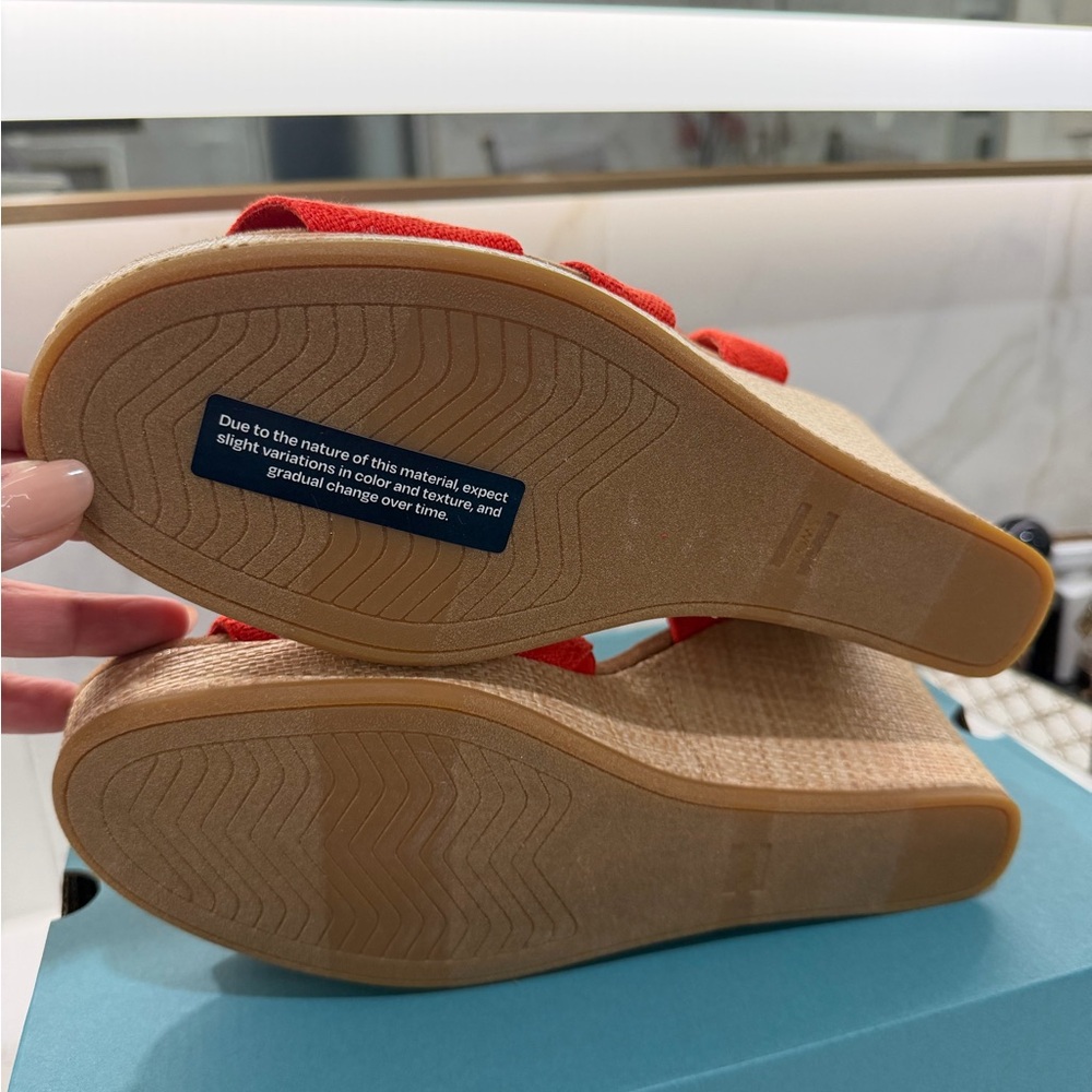 TOMS Alondra Wedge Sandal Flame Slubby Woven size 11 - Picture 5 of 7